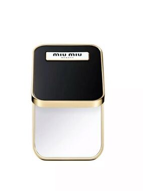 Authentic Miu Miu Beauty Compact Double Mirror in Black & Blue with Gold frame